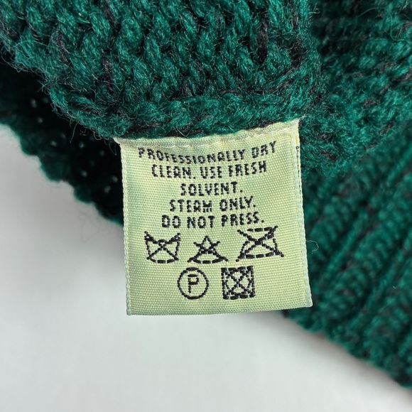 Eddie Bauer Legends Vintage 100% Wool Green Knit Fair Isle Snowflake Sweater - Picture 7 of 7